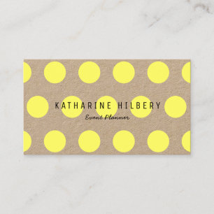 Neon Yellow Polka Dots Kraft Paper Business Card