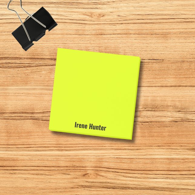 Neon Yellow Professional Minimalist Black Script Post-it Notes (Creator Uploaded)