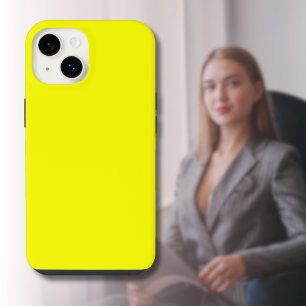 Neon Yellow Solid Colour   Classic iPhone 14 Case