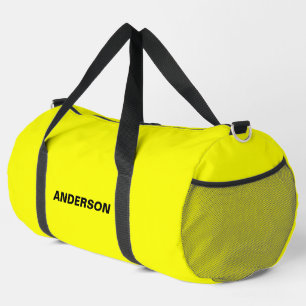 Neon Yellow Solid Colour Custom name Duffle Bag