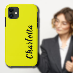Neon Yellow Solid Colour   Custom Personalise iPhone 11 Case