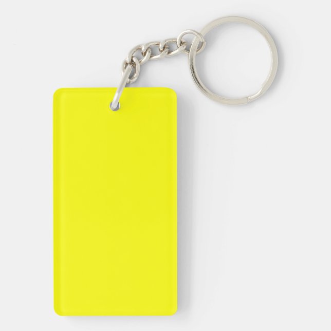 Neon Yellow Solid Colour Key Ring (Back)