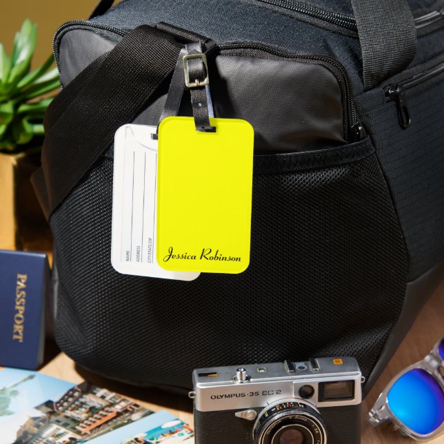 Neon Yellow Solid Colour  Luggage Tag (Front & Back)