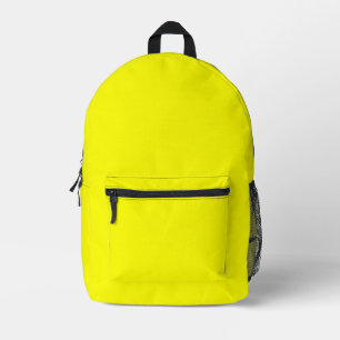 Neon Yellow Solid Colour Printed Backpack