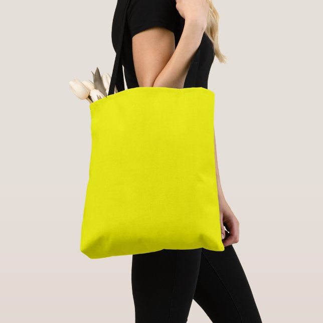 Neon Yellow Solid Colour Tote Bag (Close Up)