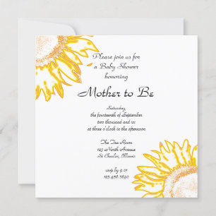 Neon Yellow Sunflower Baby Shower Invitation