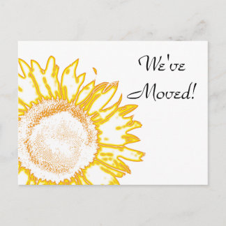 Neon Yellow Sunflower Change of Address Announcement Postcard