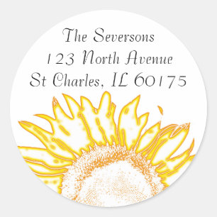 Neon Yellow Sunflower Return Address Classic Round Sticker