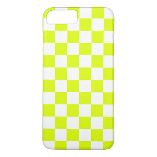 Neon Yellow White Chequered Chequerboard Vintage Case-Mate iPhone Case