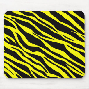 Neon Yellow Zebra Striped Mouse Mat