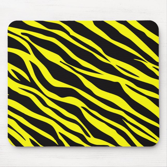 Neon Yellow Zebra Striped Mouse Mat (Front)