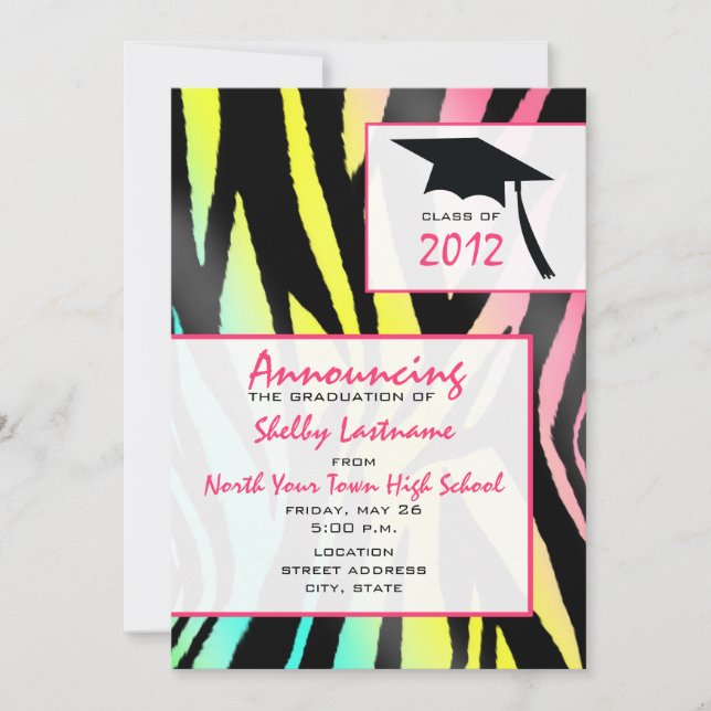 Neon Zebra 2012 Graduation Announcement (Front)