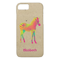 Neon Zebra Baby Animal Personalised Funky Retro