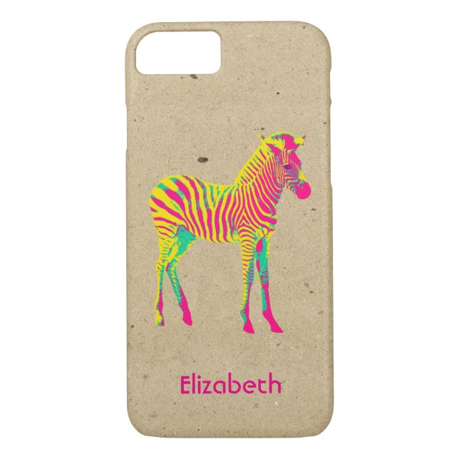 Neon Zebra Baby Animal Personalised Funky Retro Case-Mate iPhone Case (Back)