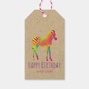 Neon Zebra Baby Animal Psychedelic Funky Retro Gift Tags
