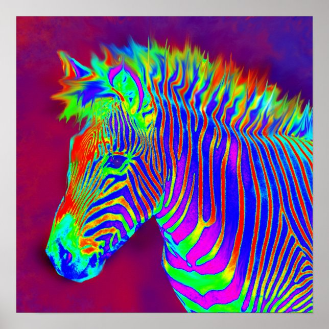 neon zebra-closeup poster (Front)