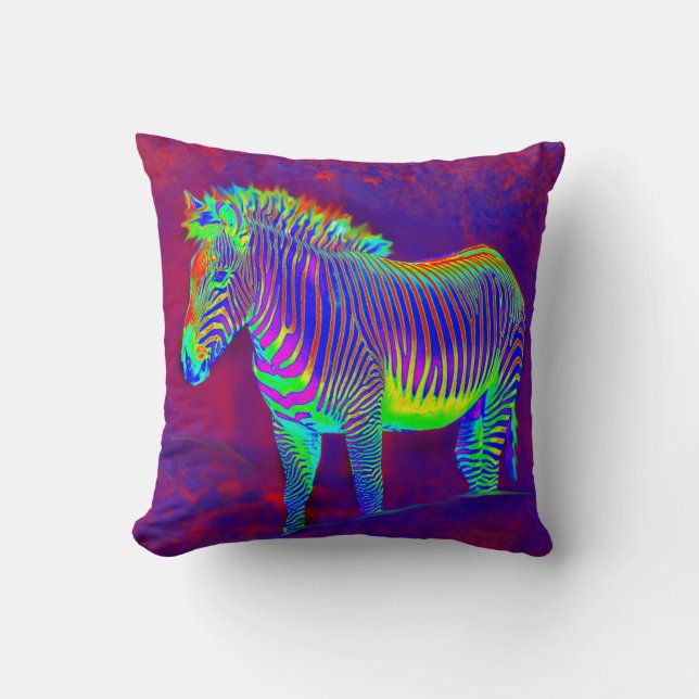 neon zebra cushion (Front)