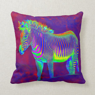 neon zebra cushion