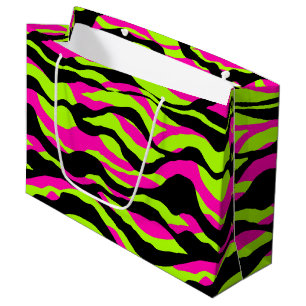 neon zebra lovers animals print  large gift bag