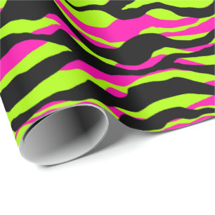 neon zebra lovers animals print wrapping paper