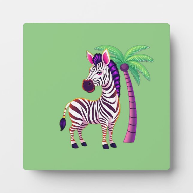 Neon Zebra Paradise Plaque (Front)