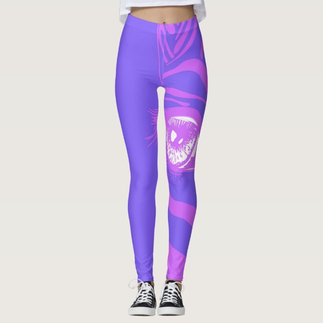 Neon Zebra Pattern Fashion Leggings (Front)