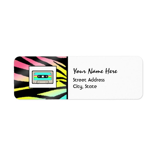 Neon Zebra Print & Cassette Tape Address Labels (Front)