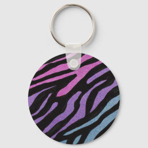 Neon Zebra Print Key Ring