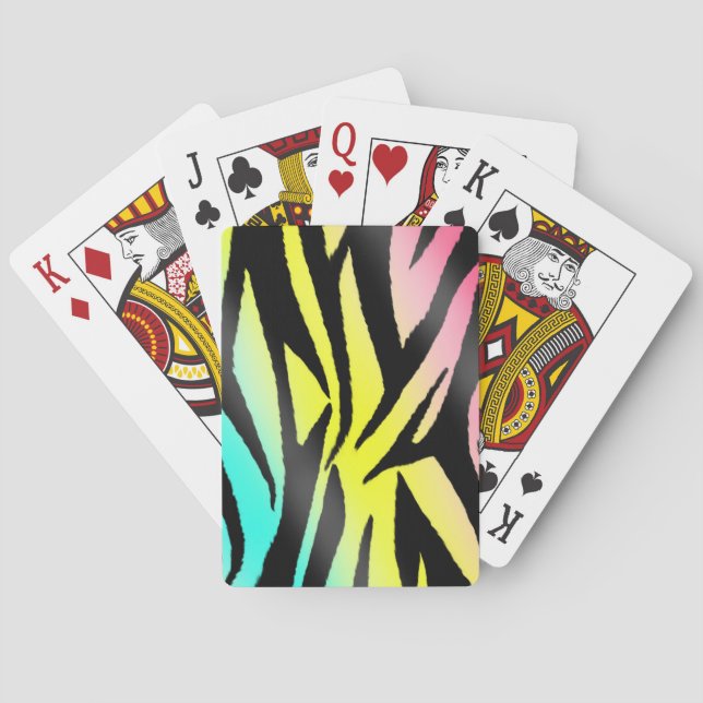 Neon Zebra Print Playing Cards (Back)