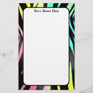 Neon Zebra Print Stationery