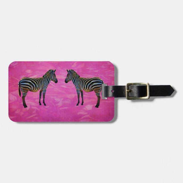 Neon Zebra Reflection Customised Address Phone Luggage Tag (Front Horizontal)