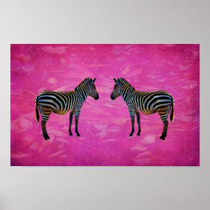 Neon Zebra Reflection Poster