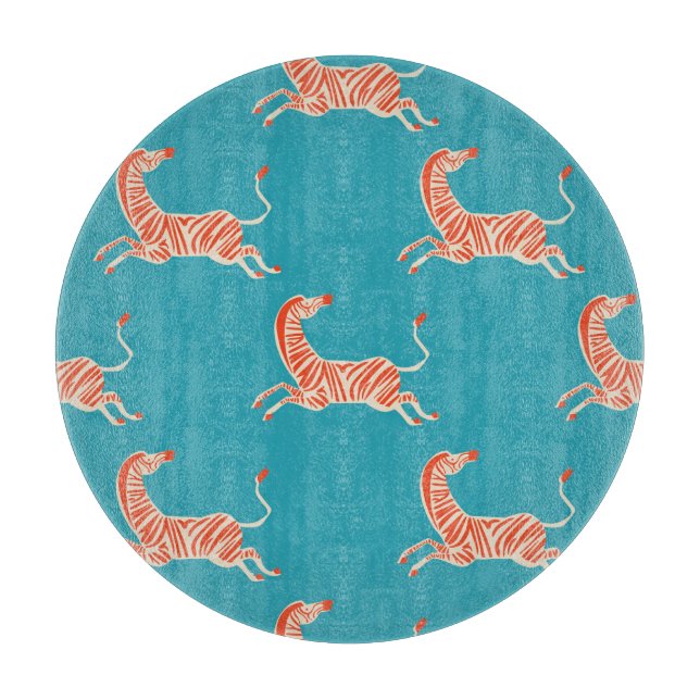 Neon Zebra: Retro Colourful Seamless Cutting Board (Front)