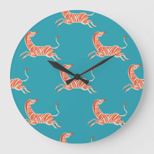 Neon Zebra: Retro Colourful Seamless Large Clock