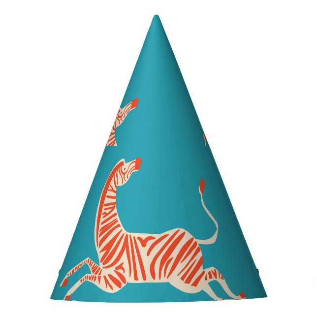 Neon Zebra: Retro Colourful Seamless Party Hat (Front)