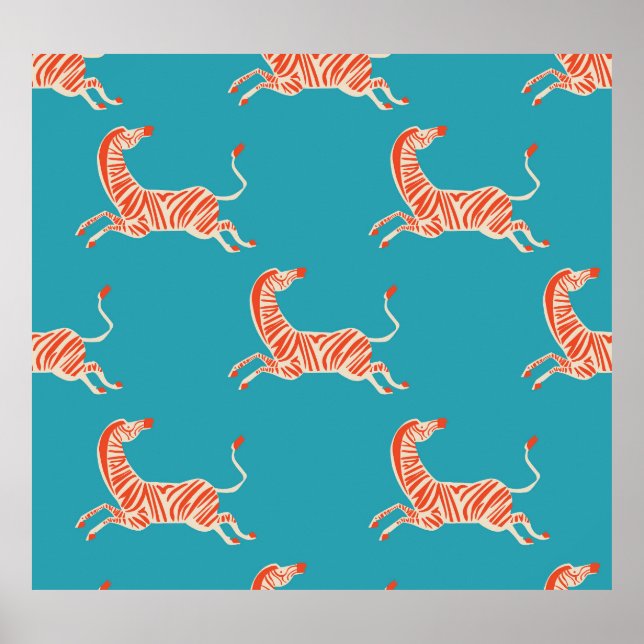 Neon Zebra: Retro Colourful Seamless Poster (Front)