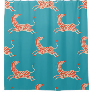 Neon Zebra: Retro Colourful Seamless Shower Curtain