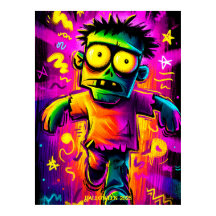Neon Zombie – Cartoon Pop Art Halloween Monster