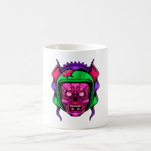Neon Zombie Rider Skull Art Coffee Mug