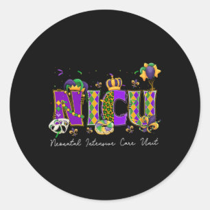 Neonatal Intensive Care Unit Mardi Gras Nicu Nurse Classic Round Sticker