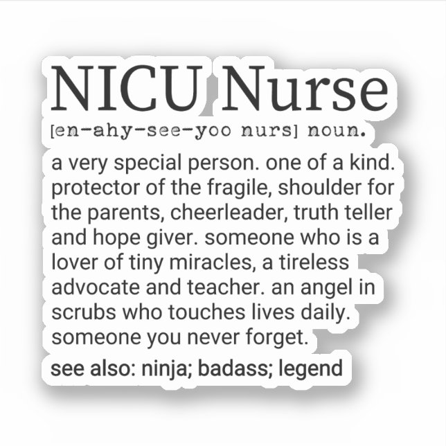 Neonatal Intensive Care Unit NICU Nurse Definition (Front)