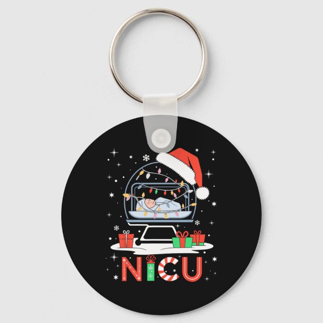 Neonatal Intensive Care Unit Xmas Funny Nicu Nurse Key Ring (Front)