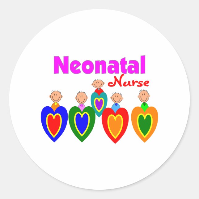 Neonatal Nurse Gifts---Adorable Babies on QRS Classic Round Sticker (Front)