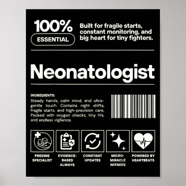 Neonatologist &amp; D Neonatology Gift Nicu Doctor Poster (Front)