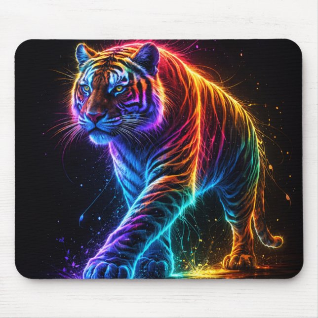 Neonfarbener Tiger Mouse Mat (Front)