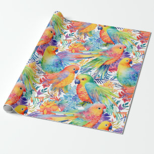 Neonl budgies pattern wrapping paper