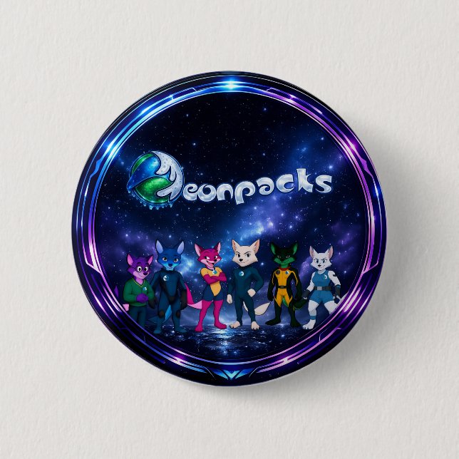 Neonpacks (circle design) 6 cm round badge (Front)