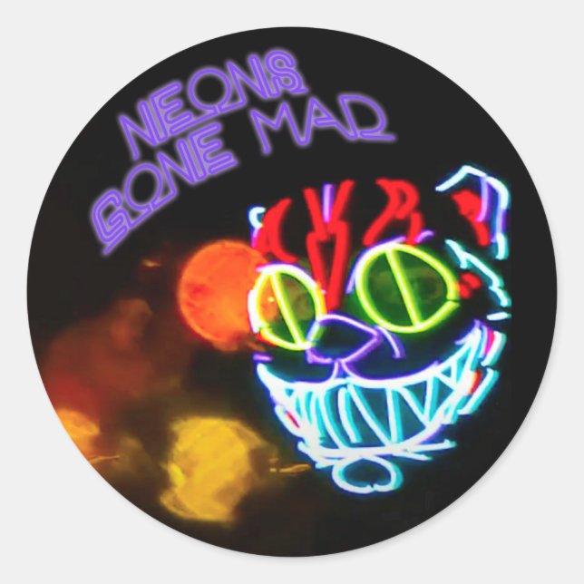 Neons Gone Mad Classic Round Sticker (Front)