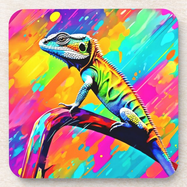 Neonscale Lizard Coaster (Front)