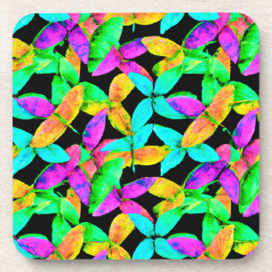 Neonscape Leaf Pattern Coaster
